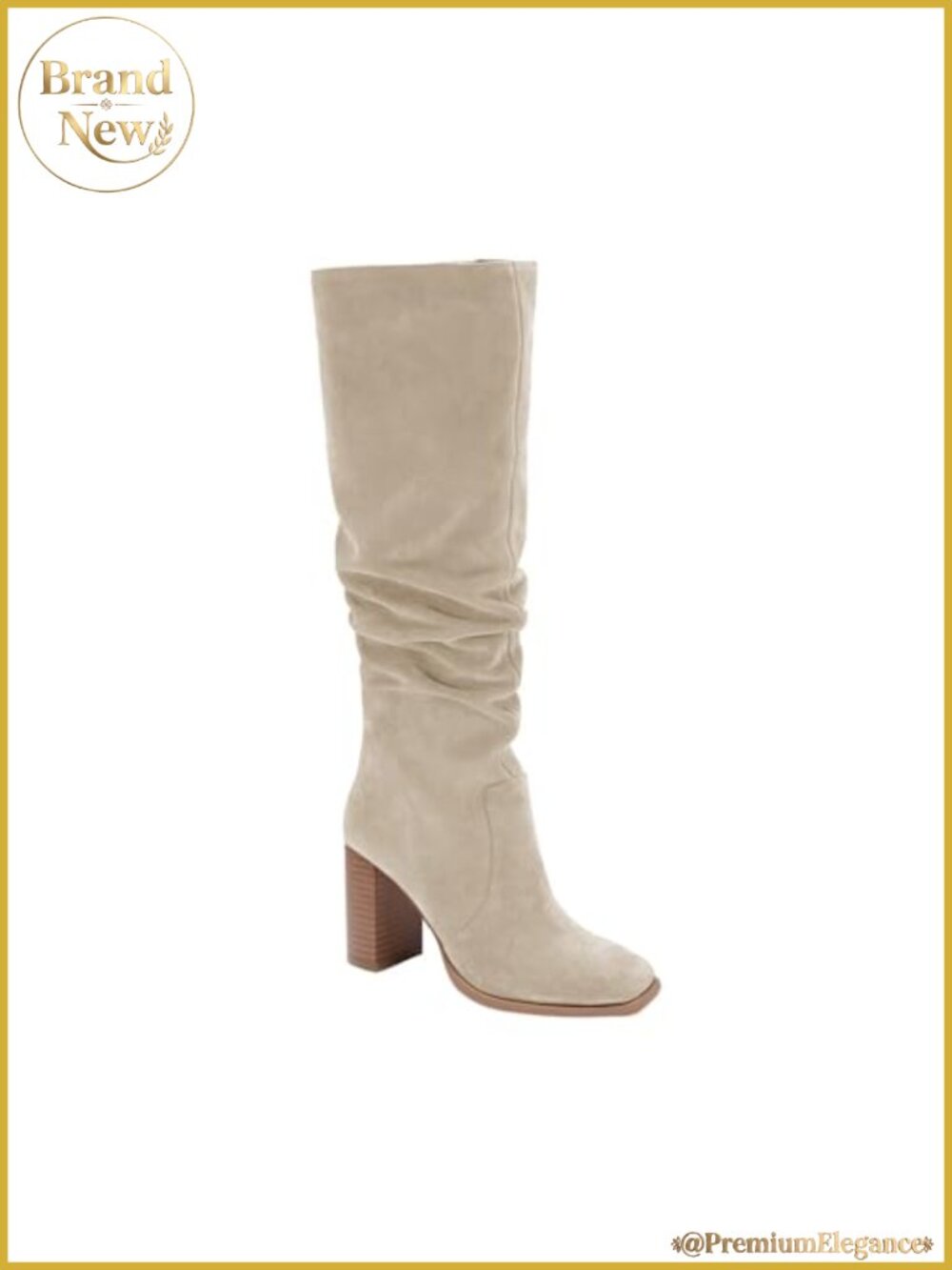 Womens Knee High Boots Chunky Heel Square Toe Wide Calf Faux Suede